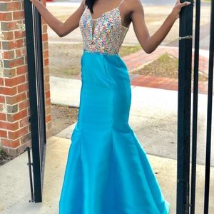 Sequin and blue mermaid spaghetti strap dress